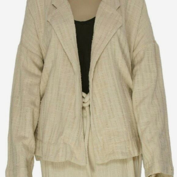 #233 NWT-Free People Suit You Endless Summer Beige Linen Blazer SzSm Ret$128 - Picture 4 of 5